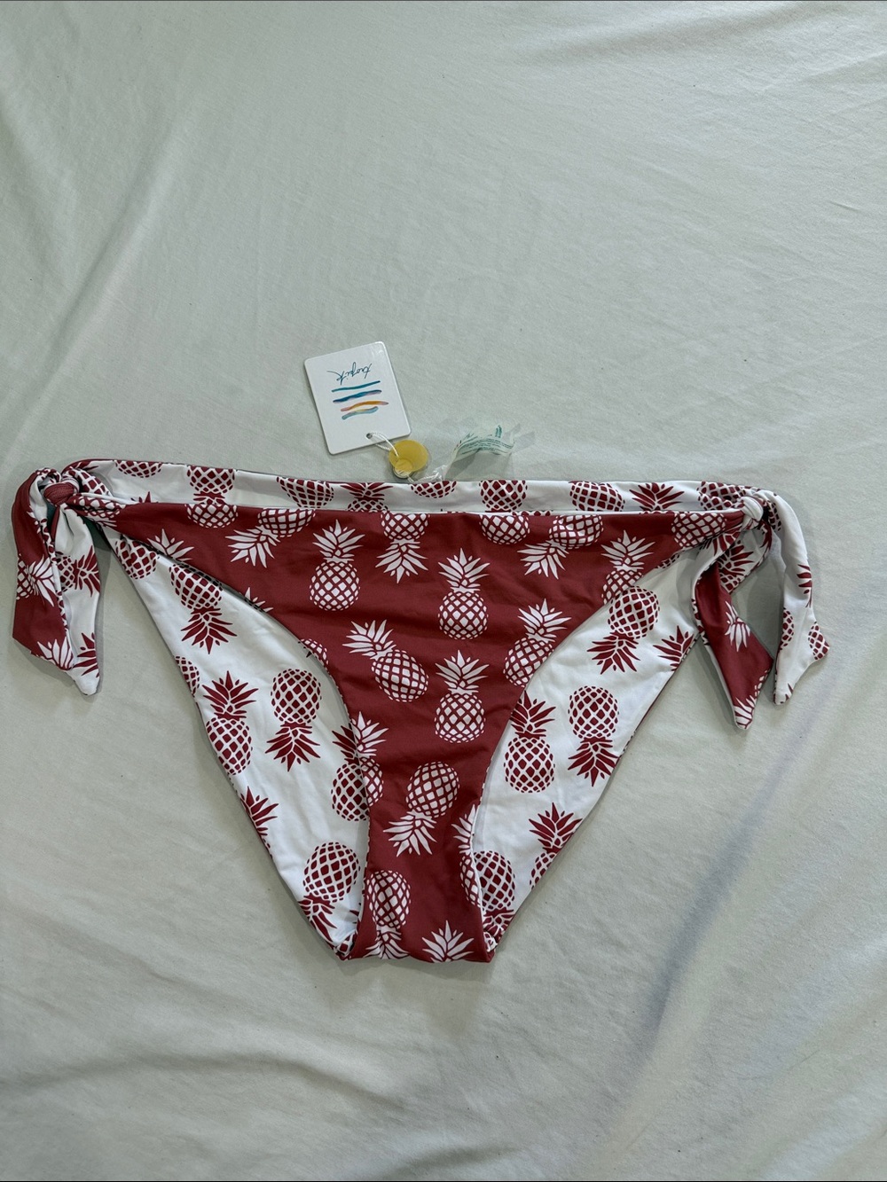 Tropik Pineapple Bikini Bottoms in Maroon & White NWT